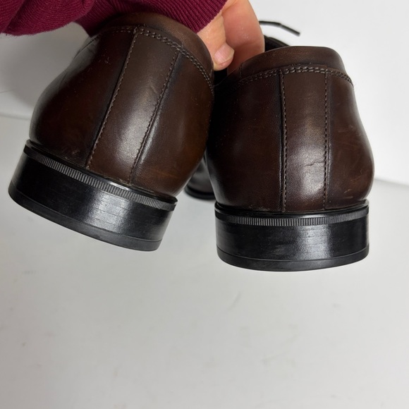 Salvatore Ferragamo Shoes Mens 7.5 US 8.5 Dark Brown Leather Wingtip Derby Dress - Picture 8 of 13
